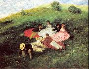 Merse, Pal Szinyei Picnic in May oil painting reproduction
